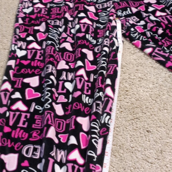 Bobbie Brooks Pajama Bottoms - Pink and Black I Love My Bed With Hearts Print 1X - Picture 10 of 11